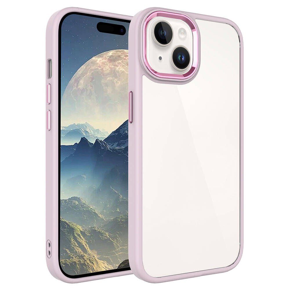 iPhone 15 Plus Kılıf Zore Krom Kılıf-Pembe Açık