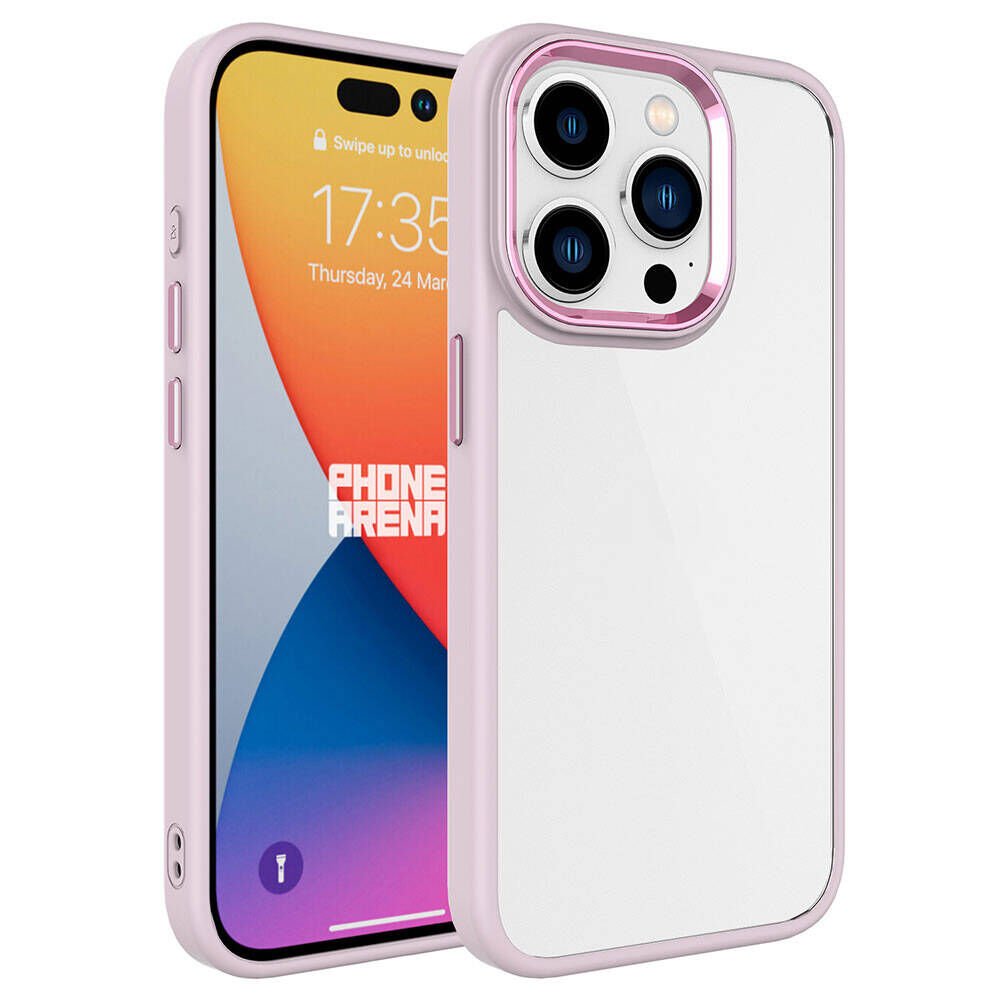 iPhone 15 Pro Max Kılıf Zore Krom Kılıf-Pembe Açık
