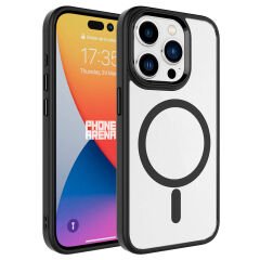 iPhone 15 Pro Max Kılıf Wireless Şarj Özellikli Zore Krom M-safe Silikon Kılıf-Yeşil