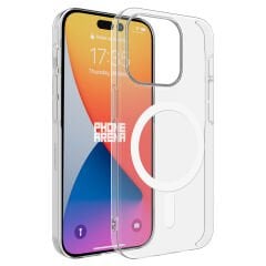 iPhone 15 Pro Kılıf Zore M-safe Şarj Özellikli Şeffaf Tek Kamera Çerçeveli Porto Kılıf-Renksiz