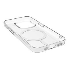 iPhone 15 Pro Max Kılıf Zore M-safe Şarj Özellikli Şeffaf Tek Kamera Çerçeveli Porto Kılıf-Renksiz