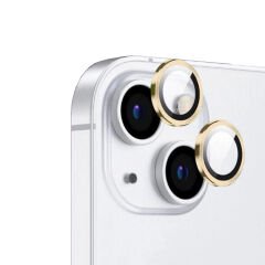 iPhone 15 Zore CL-12 Premium Safir Parmak İzi Bırakmayan Anti-Reflective Kamera Lens Koruyucu-Sarı