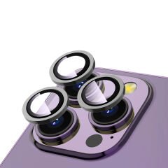 iPhone 15 Pro Zore CL-12 Premium Safir Parmak İzi Bırakmayan Anti-Reflective Kamera Lens Koruyucu-Koyu Gri