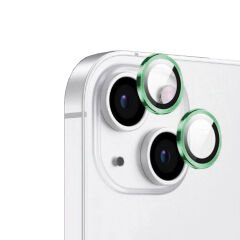 iPhone 15 Plus Zore CL-12 Premium Safir Parmak İzi Bırakmayan Anti-Reflective Kamera Lens Koruyucu-Yeşil