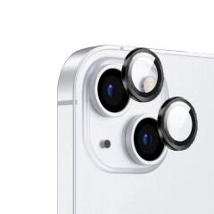 iPhone 15 Plus Zore CL-12 Premium Safir Parmak İzi Bırakmayan Anti-Reflective Kamera Lens Koruyucu-Siyah