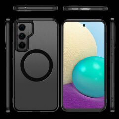 Galaxy S23 FE Kılıf Sert PC Arka Yüzey Wireless Şarj Özellikli Zore Flet M-safe Kılıf-Siyah