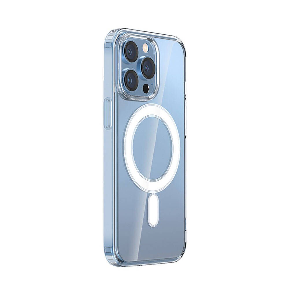 iPhone 15 Pro Max Kılıf M-safe Şarj Özellikli Şeffaf Sert PC Zore Embos Kılıf-Renksiz