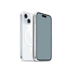 iPhone 15 Plus Kılıf M-safe Şarj Özellikli Şeffaf Sert PC Zore Embos Kılıf-Renksiz