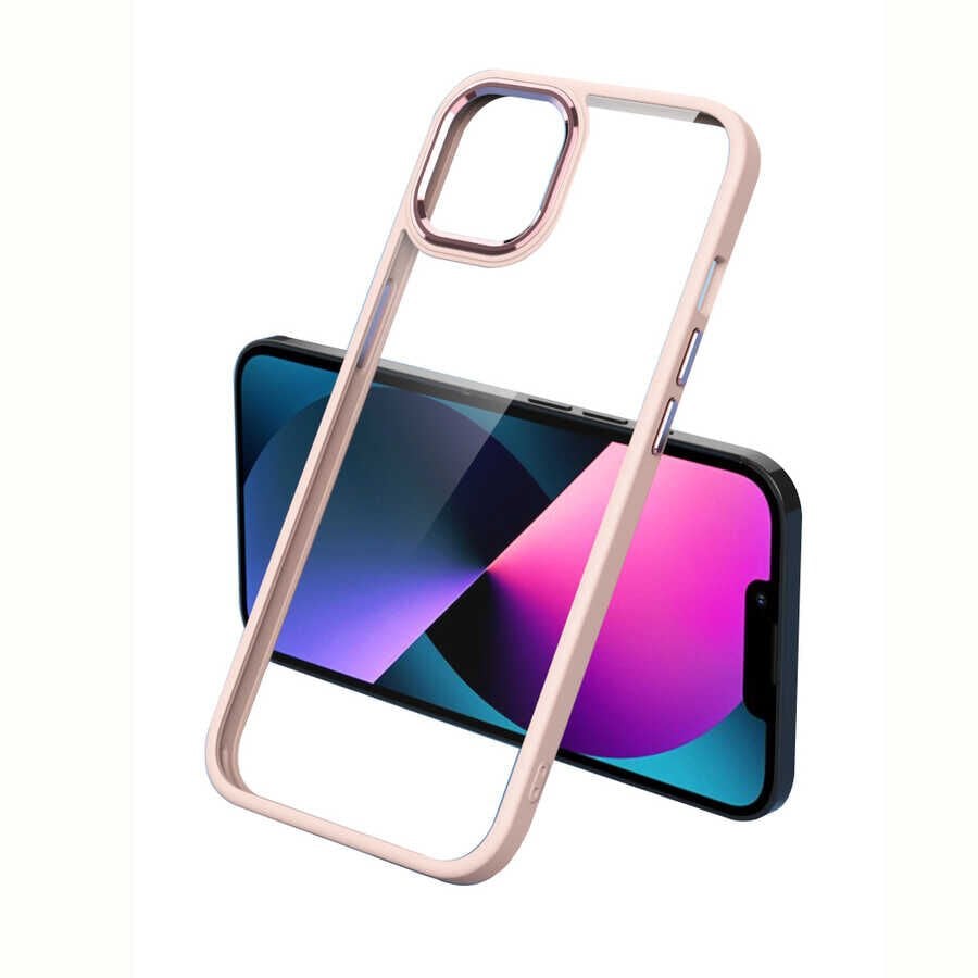 iPhone 12 Pro Kılıf Zore Krom Kılıf-Pembe Açık