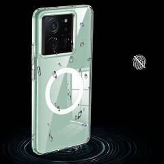 Xiaomi Mi 13T Pro Kılıf Sert PC Arka Yüzey Wireless Şarj Özellikli Zore Flet M-safe Kılıf-Renksiz