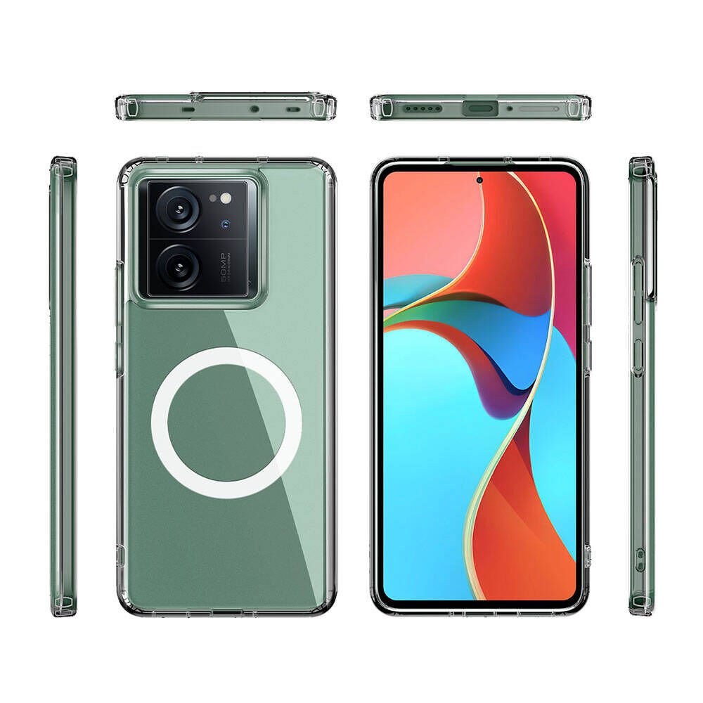 Xiaomi Mi 13T Pro Kılıf Sert PC Arka Yüzey Wireless Şarj Özellikli Zore Flet M-safe Kılıf-Renksiz