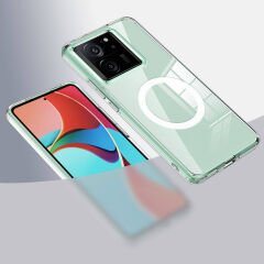 Xiaomi Mi 13T Kılıf Sert PC Arka Yüzey Wireless Şarj Özellikli Zore Flet M-safe Kılıf-Renksiz