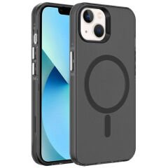 iPhone 15 Plus Kılıf Zore M-safe Şarj Özellikli Buzlu Transparan C-Pro Sert Kılıf-Turuncu