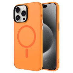 iPhone 15 Pro Kılıf Zore M-safe Şarj Özellikli Buzlu Transparan C-Pro Sert Kılıf-Derin Mor