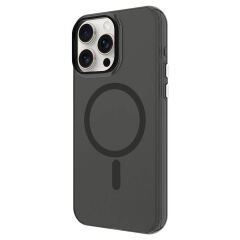 iPhone 15 Pro Kılıf Zore M-safe Şarj Özellikli Buzlu Transparan C-Pro Sert Kılıf-Derin Mor