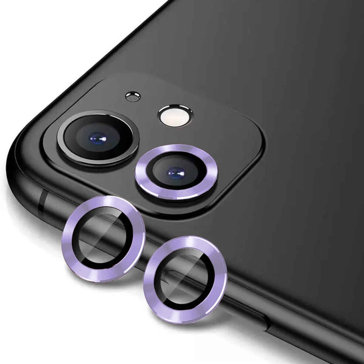 iPhone 12 Zore CL-12 Premium Safir Parmak İzi Bırakmayan Anti-Reflective Kamera Lens Koruyucu-Lila