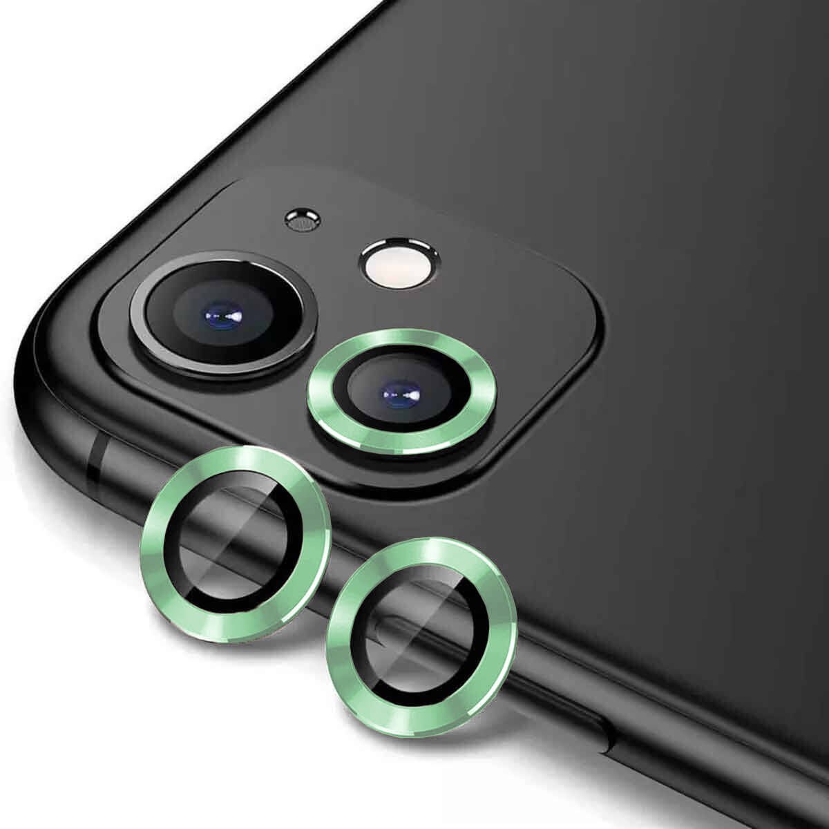 iPhone 12 Mini Zore CL-12 Premium Safir Parmak İzi Bırakmayan Anti-Reflective Kamera Lens Koruyucu-Açık Yeşil