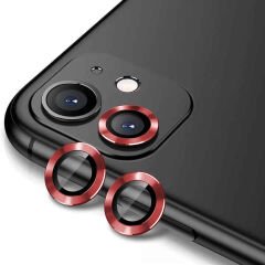 iPhone 12 Mini Zore CL-12 Premium Safir Parmak İzi Bırakmayan Anti-Reflective Kamera Lens Koruyucu-Kırmızı