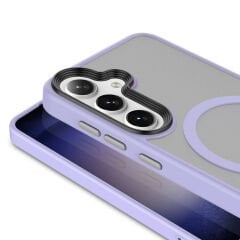 Galaxy S24 Plus Kılıf Sert PC Arka Yüzey Wireless Şarj Özellikli Zore Flet M-safe Kılıf-Koyu Yeşil