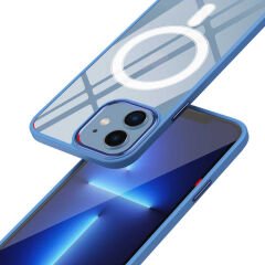 iPhone 12 Kılıf Wireless Şarj Özellikli Zore Krom M-safe Silikon Kılıf-Yeşil