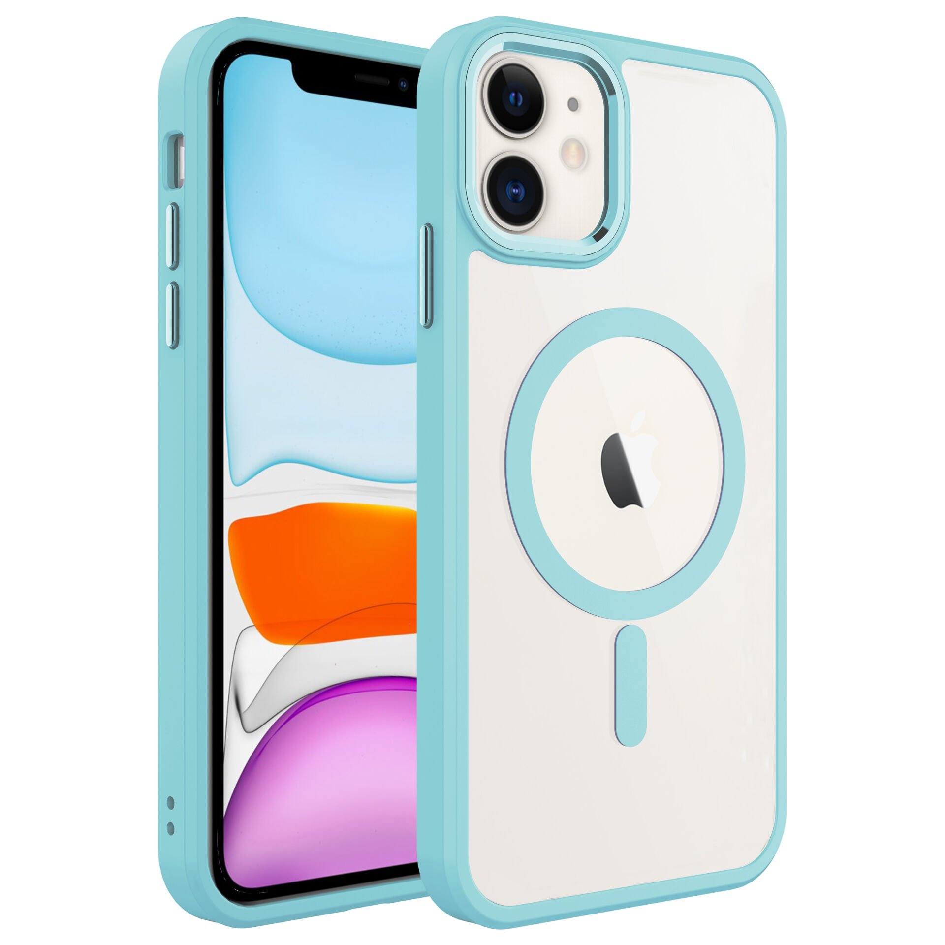 iPhone 12 Kılıf Wireless Şarj Özellikli Zore Krom M-safe Silikon Kılıf-Yeşil