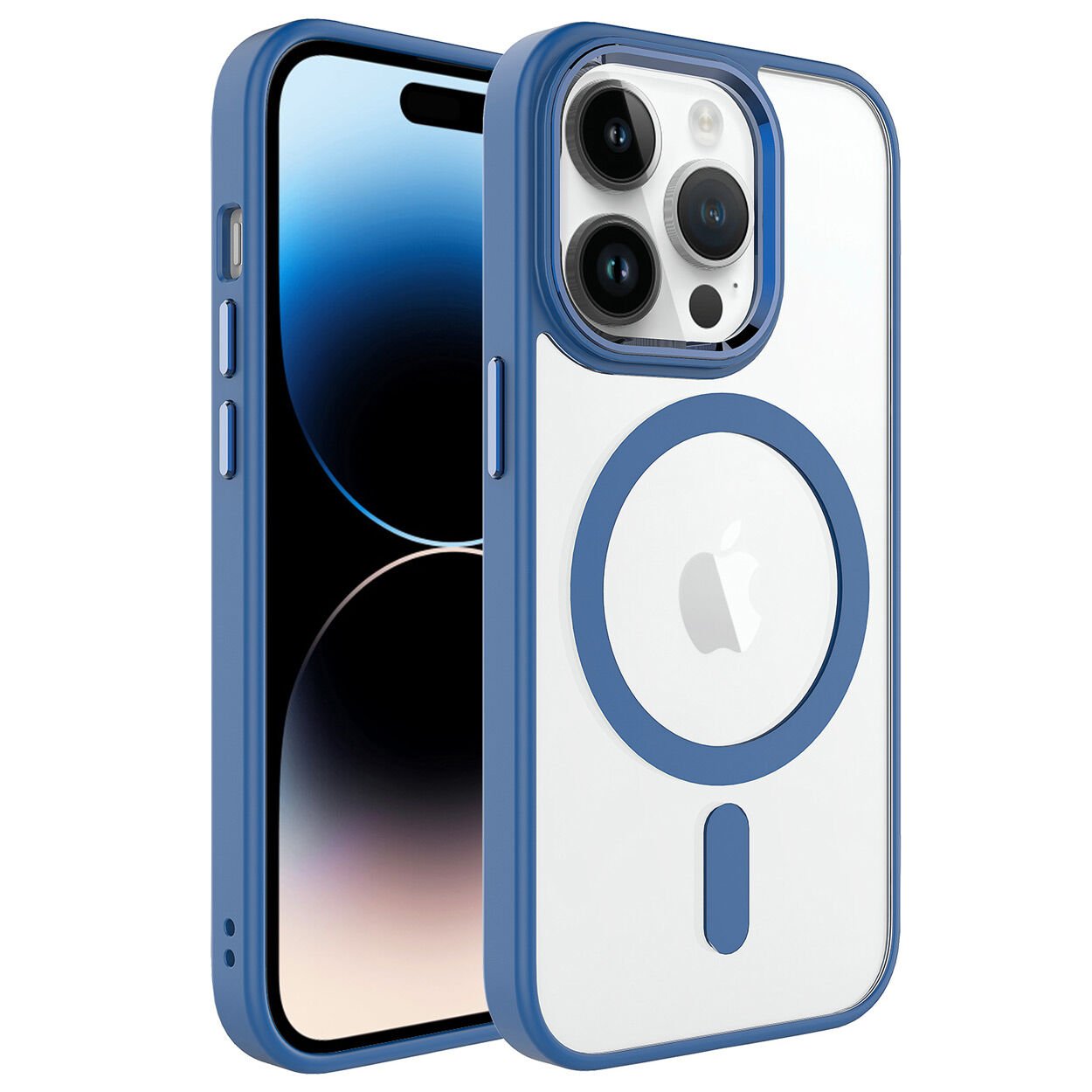 iPhone 12 Pro Kılıf Wireless Şarj Özellikli Zore Krom M-safe Silikon Kılıf-Lavendery Gray