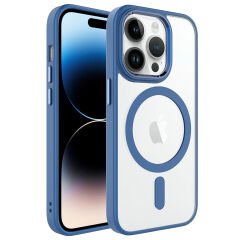 iPhone 12 Pro Kılıf Wireless Şarj Özellikli Zore Krom M-safe Silikon Kılıf-Lavendery Gray