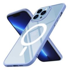iPhone 12 Pro Max Kılıf Wireless Şarj Özellikli Zore Krom M-safe Silikon Kılıf-Lavendery Gray