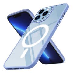 iPhone 12 Pro Max Kılıf Wireless Şarj Özellikli Zore Krom M-safe Silikon Kılıf-Renksiz