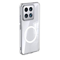 Xiaomi Mi 14 Kılıf Sert PC Arka Yüzey Wireless Şarj Özellikli Zore Flet M-safe Kılıf-Renksiz