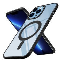 iPhone 13 Pro Max Kılıf Wireless Şarj Özellikli Zore Krom M-safe Silikon Kılıf-Mavi