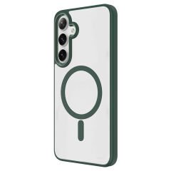 Galaxy S24 Plus Kılıf M-safe Şarj Özellikli Zore Krom M-safe Silikon Kılıf-Koyu Yeşil