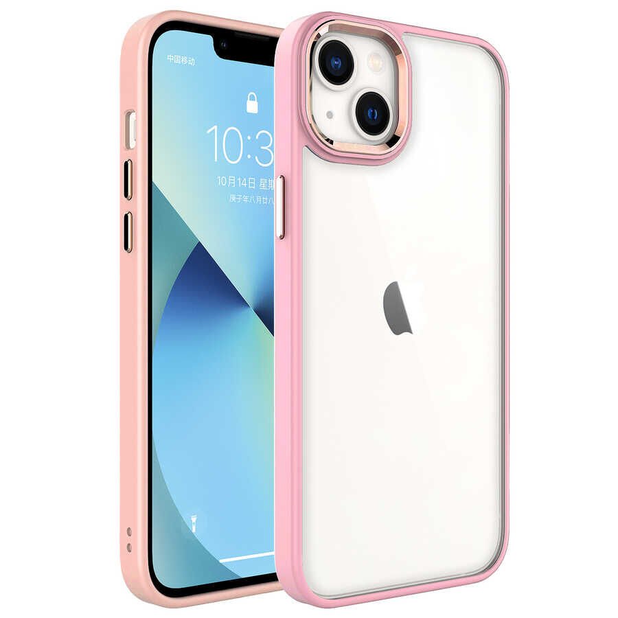 iPhone 14 Kılıf Zore Krom Kılıf-Pembe Açık