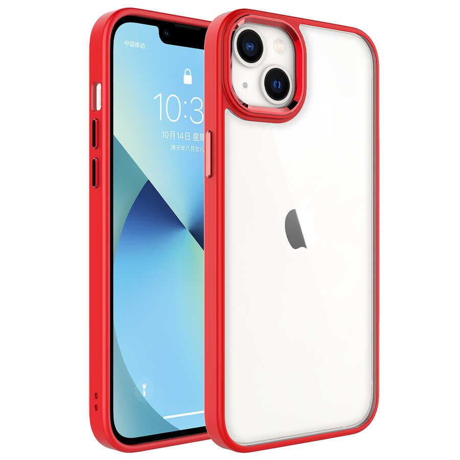 iPhone 14 Kılıf Zore Krom Kılıf-Kırmızı
