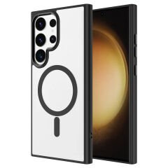 Galaxy S24 Ultra Kılıf M-safe Şarj Özellikli Zore Krom M-safe Silikon Kılıf-Lacivert
