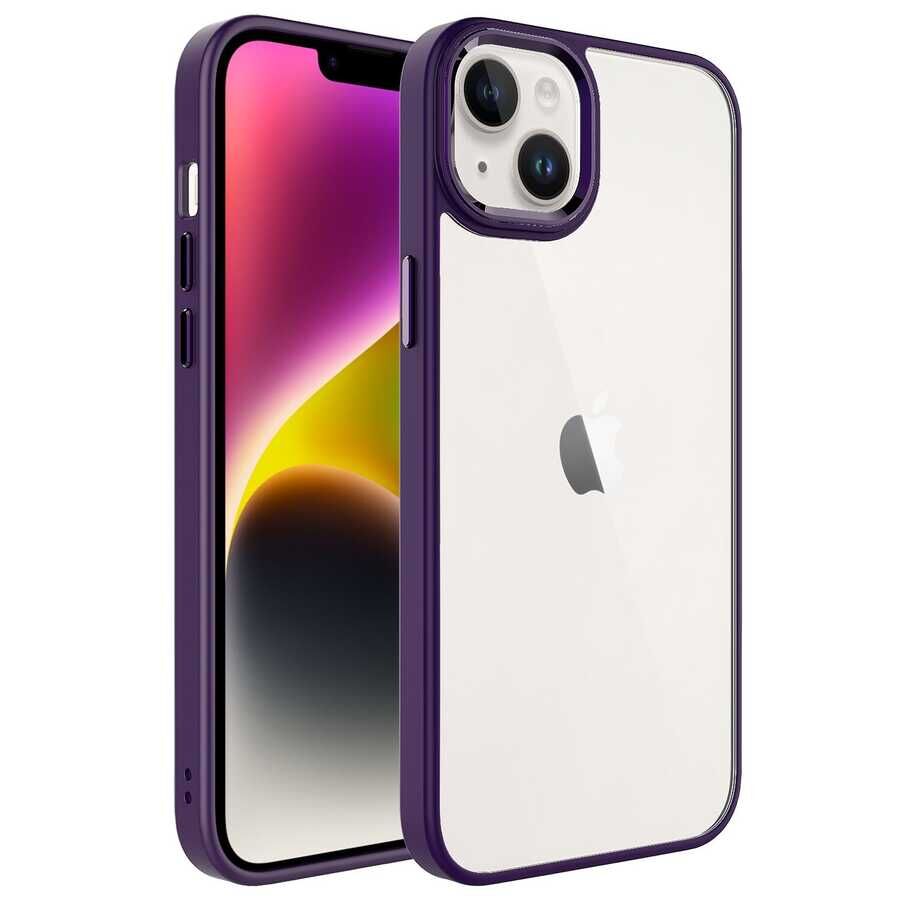 iPhone 14 Kılıf Zore Krom Kılıf-Derin Mor