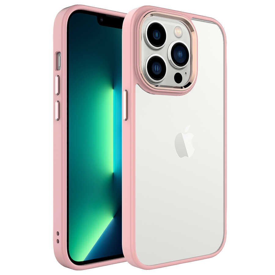 iPhone 14 Pro Kılıf Zore Krom Kılıf-Pembe Açık