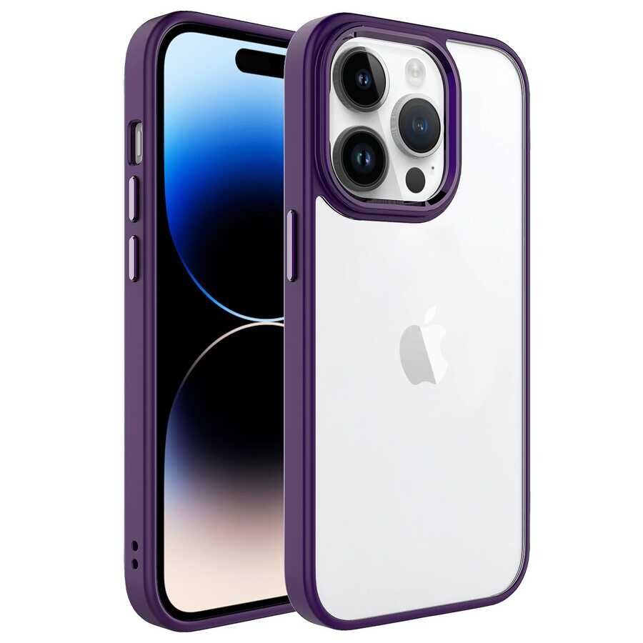iPhone 14 Pro Max Kılıf Zore Krom Kılıf-Derin Mor