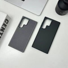 Galaxy S24 Ultra Kılıf M-safe Şarj Özellikli Karbon Fiber Görünümlü Zore Troy Kılıf-Siyah