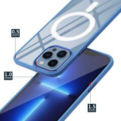 iPhone 14 Plus Kılıf Wireless Şarj Özellikli Zore Krom M-safe Silikon Kılıf-Pembe Açık