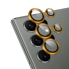Galaxy S23 Ultra Zore CL-12 Premium Safir Parmak İzi Bırakmayan Anti-Reflective Kamera Lens Koruyucu-Turuncu