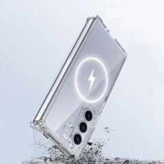 Galaxy Z Fold 6 Kılıf M-safe Şarj Özellikli Şeffaf Sert PC Zore Embos Kılıf-Şeffaf