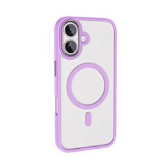 iPhone 16 Plus Kılıf Wireless Şarj Özellikli Zore Krom M-safe Silikon Kılıf-Gümüş