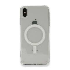 iPhone XS 5.8 Kılıf M-safe Şarj Özellikli Şeffaf Sert PC Zore Embos Kılıf-Renksiz