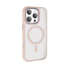 iPhone 16 Pro Kılıf Wireless Şarj Özellikli Zore Krom M-safe Silikon Kılıf-Yeşil