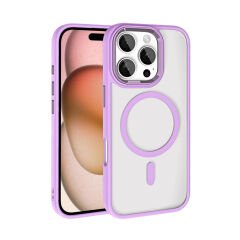 iPhone 16 Pro Kılıf Wireless Şarj Özellikli Zore Krom M-safe Silikon Kılıf-Rose Gold