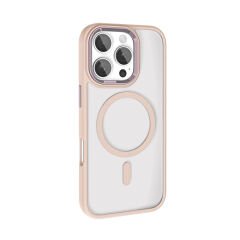 iPhone 16 Pro Max Kılıf Wireless Şarj Özellikli Zore Krom M-safe Silikon Kılıf-Yeşil
