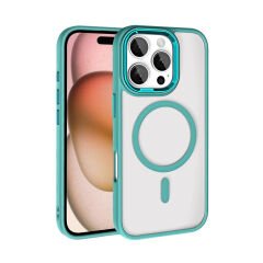 iPhone 16 Pro Max Kılıf Wireless Şarj Özellikli Zore Krom M-safe Silikon Kılıf-Pembe