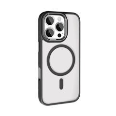 iPhone 16 Pro Max Kılıf Wireless Şarj Özellikli Zore Krom M-safe Silikon Kılıf-Rose Gold