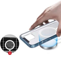 iPhone 14 Pro Kılıf M-safe Şarj Özellikli Şeffaf Sert PC Zore Embos Kılıf-Renksiz